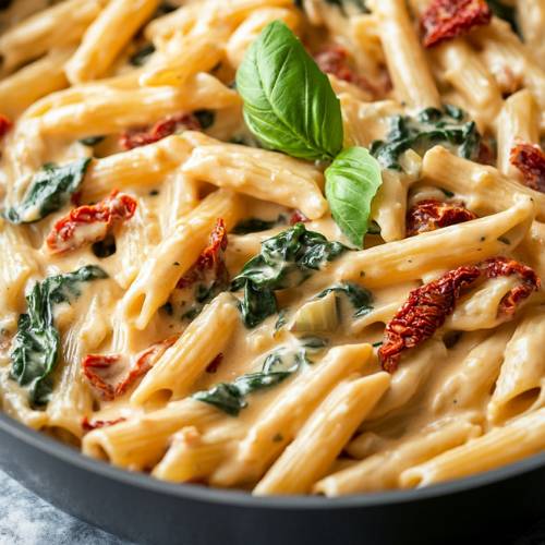Creamy Tuscan Pasta  (with a hint of spice)