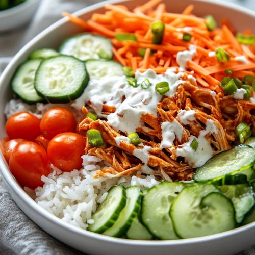 High Protein Buffalo Chicken Ranch Meal Prep Mac and Cheese 