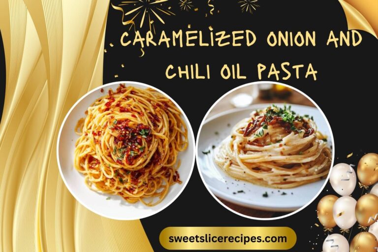 caramelized onion and chili oil pasta