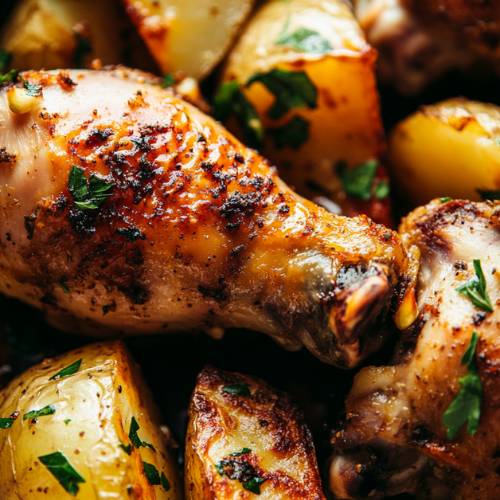Crunchy Mediterranean Roast Potatoes with Chicken: A Flavorful and Satisfying Meal!