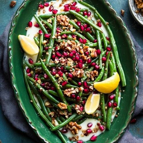 Brown Butter Green Beans with Toasted Pistachios and Lemony Whipped Feta