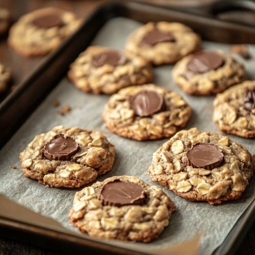 Brown Butter Oatmeal Peanut Butter Cup Cookies