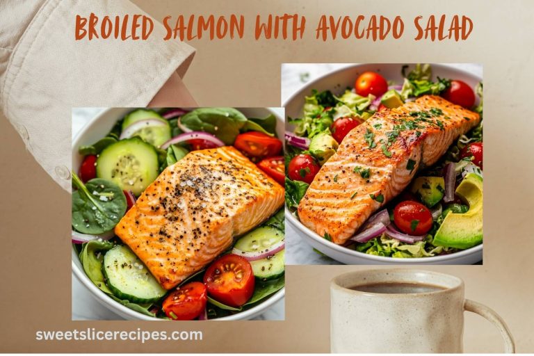 broiled salmon with avocado salad