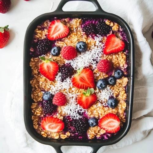 One-Pan Mixed Berry High-Protein Oatmeal